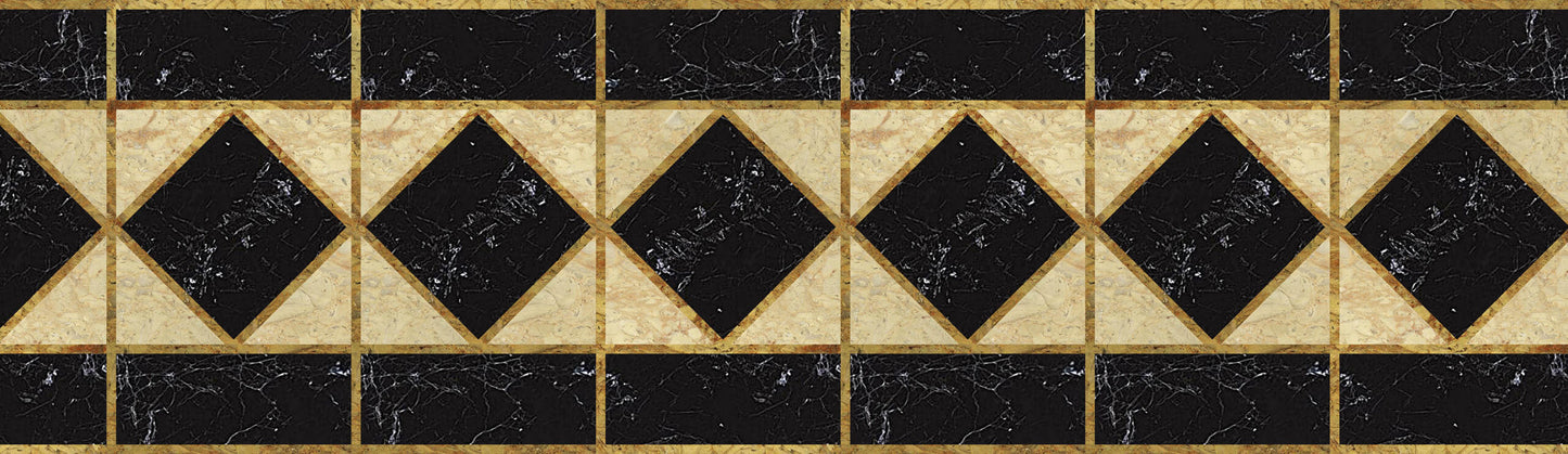 Decorative Stone Inlay Diamond Pattern Wall Border Trim