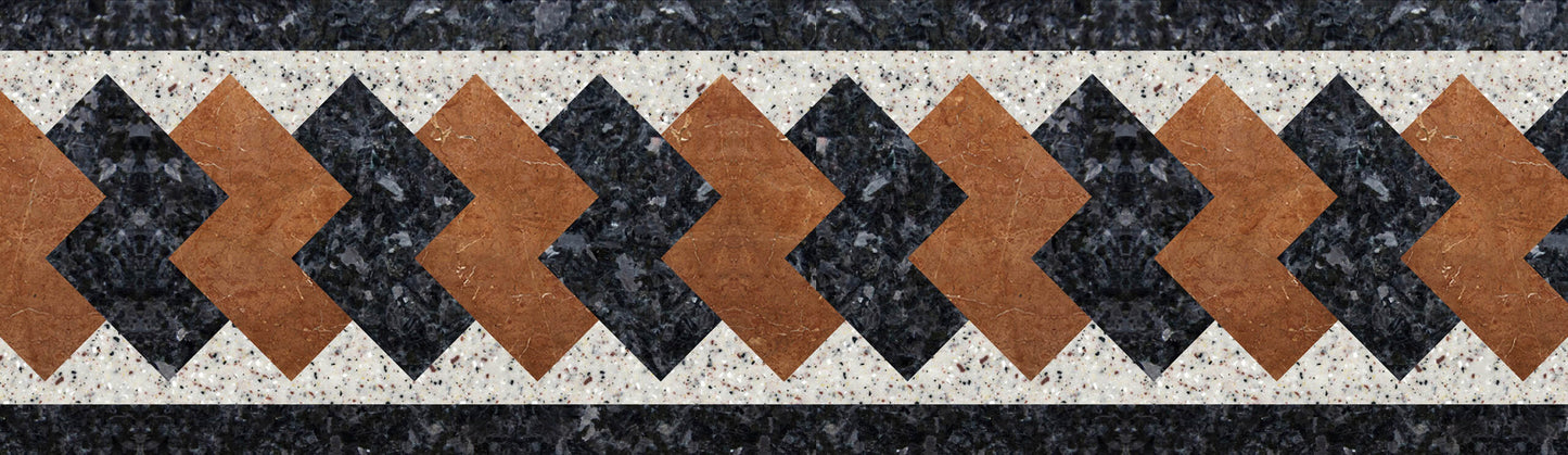 Marble Stone Inlay Brown and Black Design Tile Border