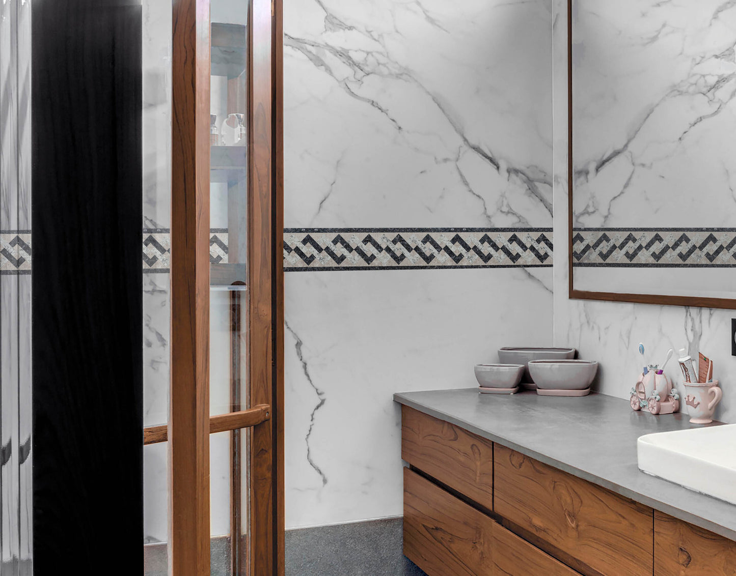 Marble Stone Tile Inlay Diamond Pattern Wall Border