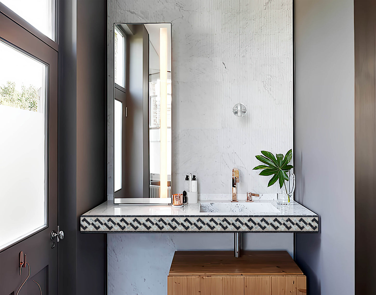 Marble Stone Tile Inlay Diamond Pattern Wall Border