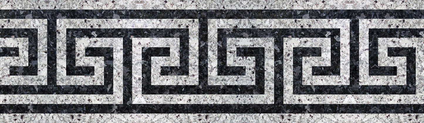 Marble Stone Inlay Gray and Black Pattern Border Sticker