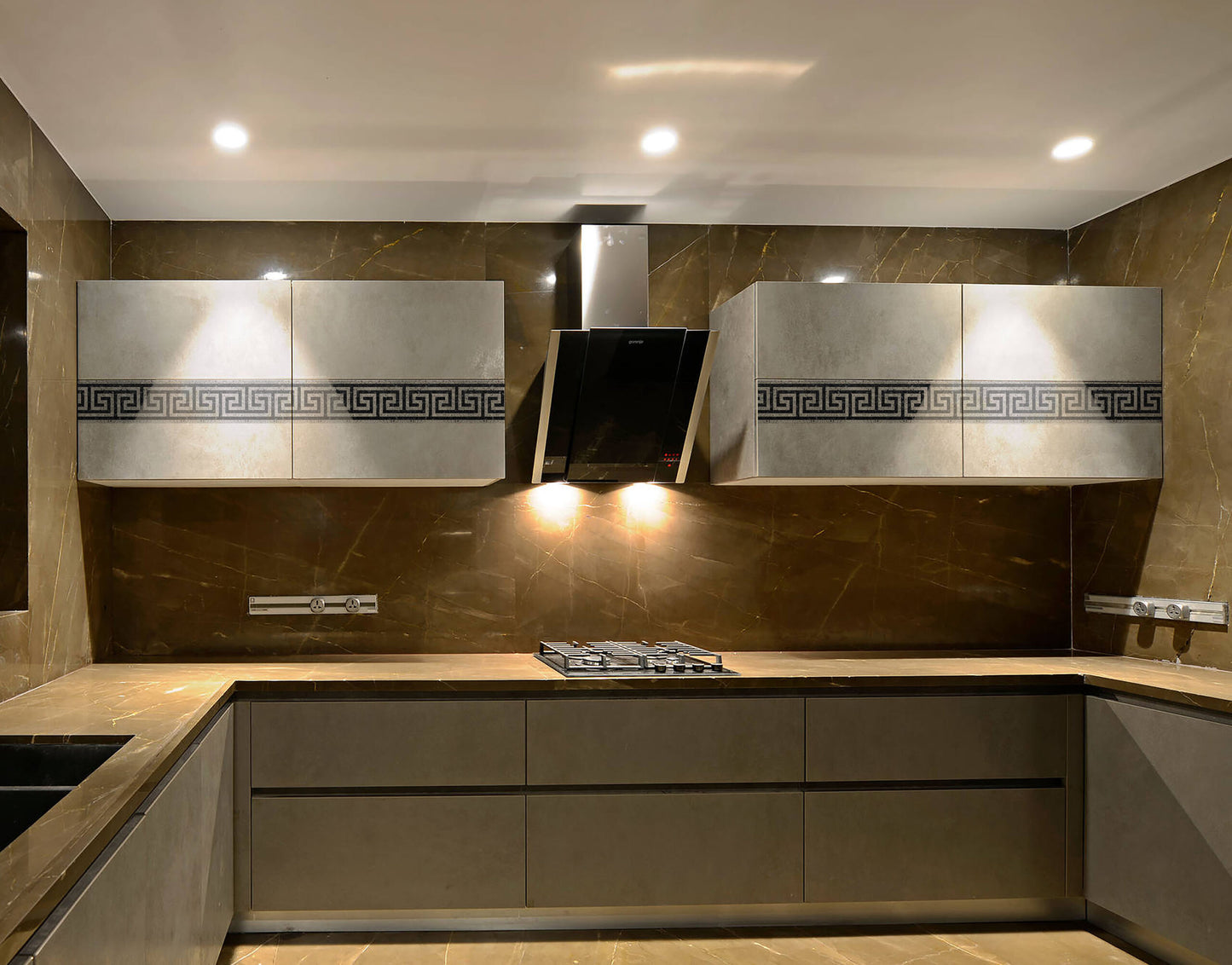 Marble Stone Inlay Gray and Black Pattern Border Sticker