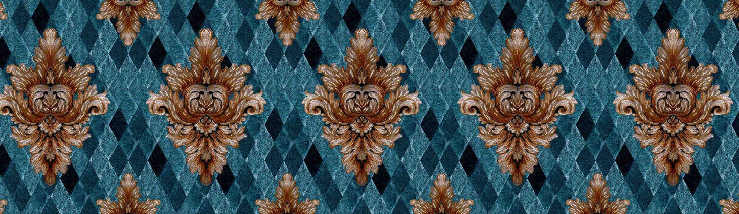 Decorative Tile Floral Texture Rustic Wallpaper Border