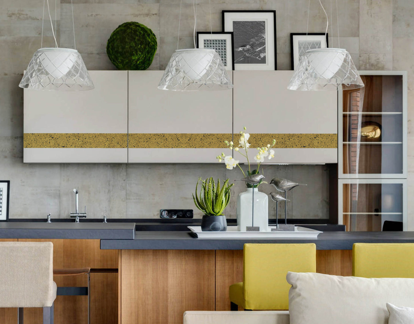 Decorative Colourful Chips Yellow Rustic Wall Border