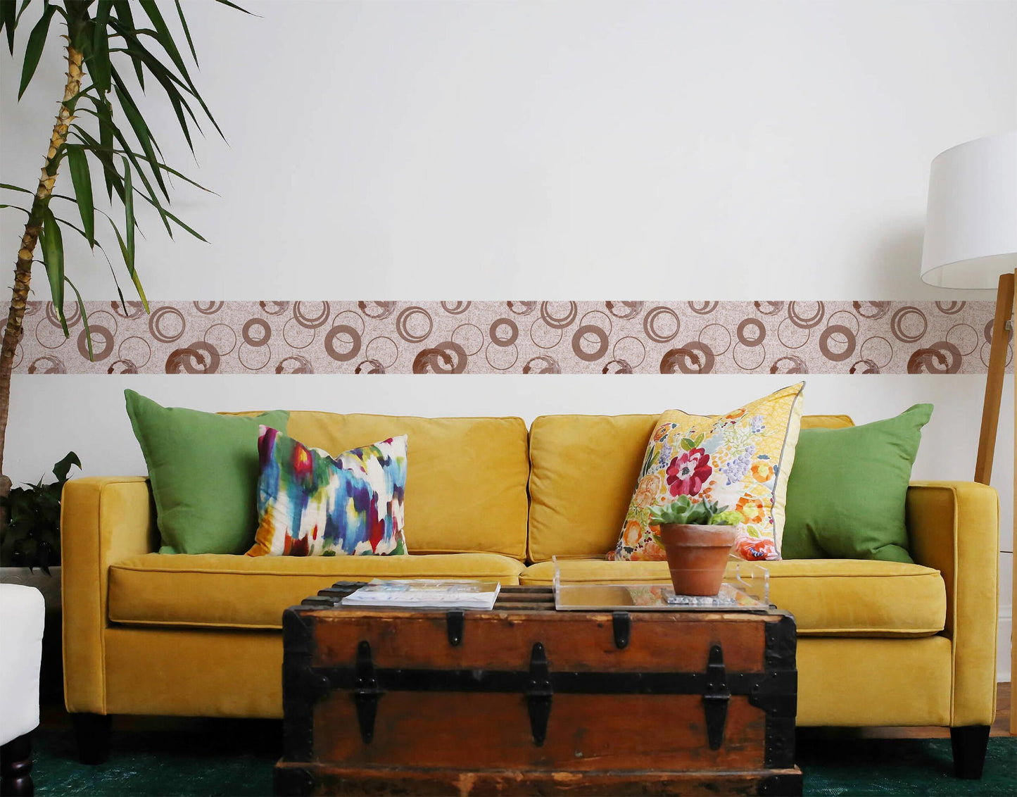 Circles Decorative Texture Brown Wall Border Sticker