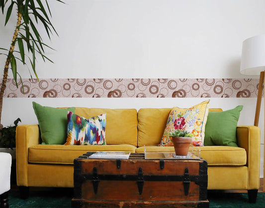 Circles Decorative Texture Brown Wall Border Sticker