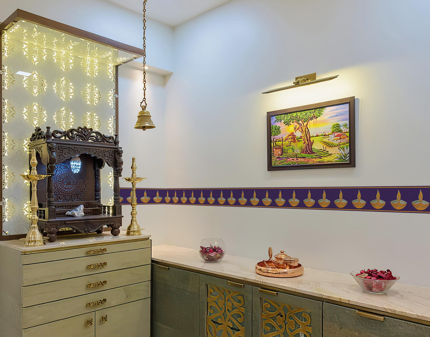 Decorative Artistic Deepa Rangoli Wall Border Sticker