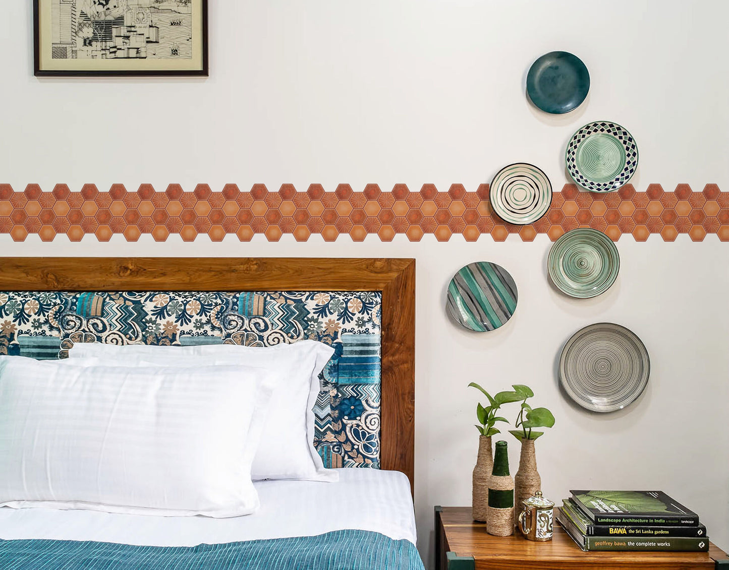 Terracotta Hexagon Self-Adhesive Tile Sticker Border