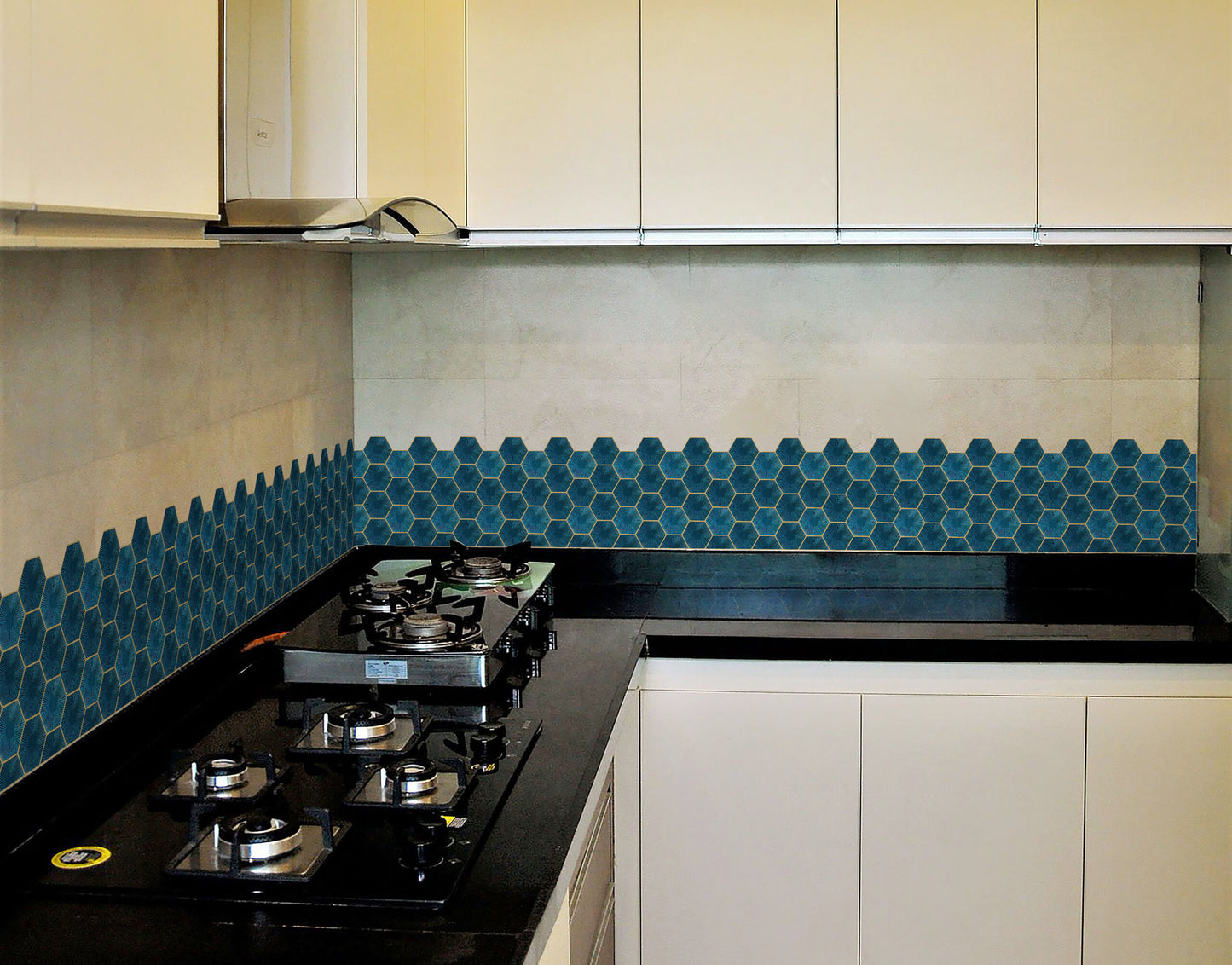 Teal Blue Hexagon Tile Sticker - Durable Surface Decoration Film for Kitchen, Cabinet, Table, Furniture, Wall, Bathroom, Door, Refurbishment