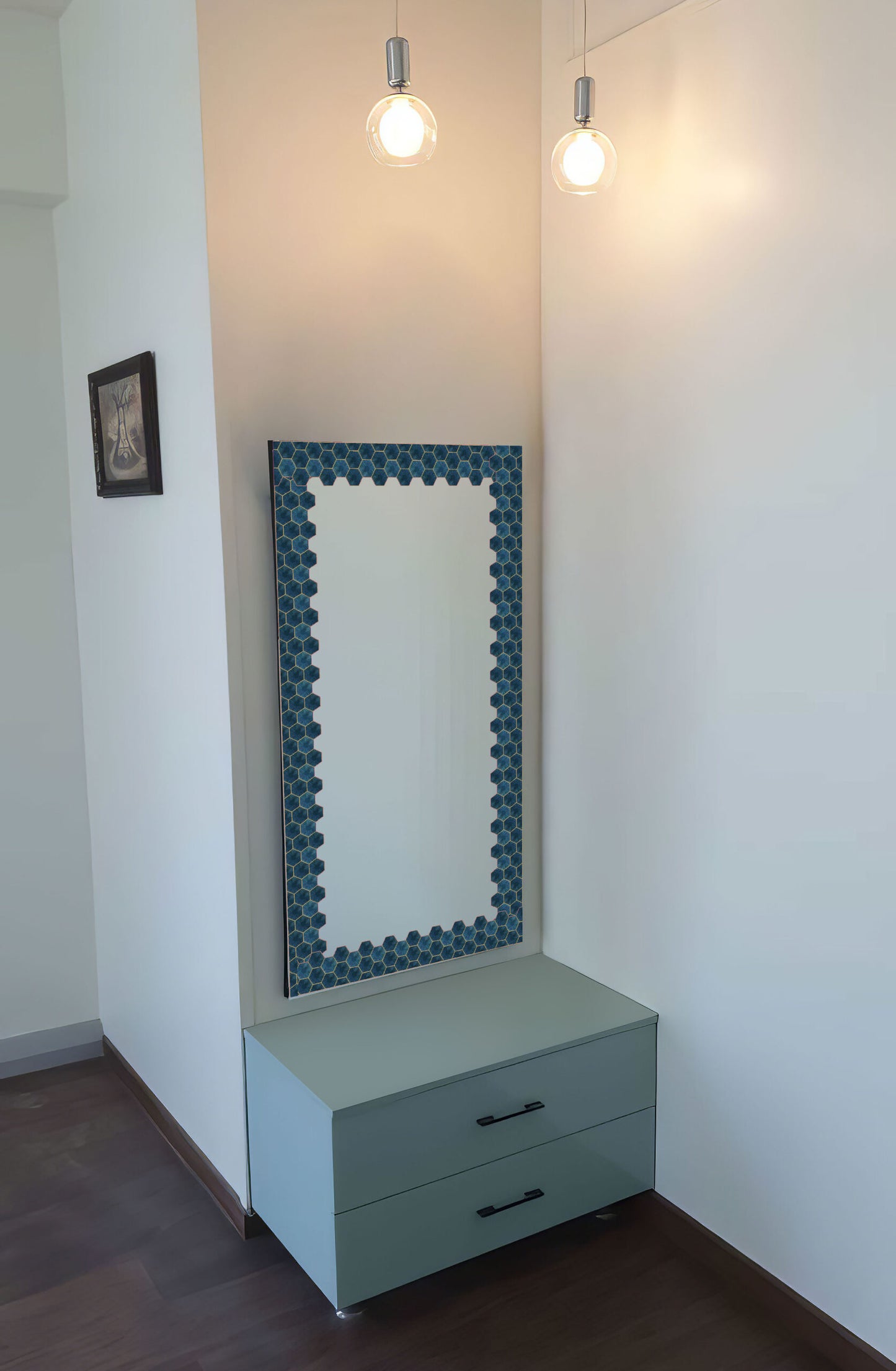Teal Blue Hexagon Tile Sticker - Durable Surface Decoration Film for Kitchen, Cabinet, Table, Furniture, Wall, Bathroom, Door, Refurbishment