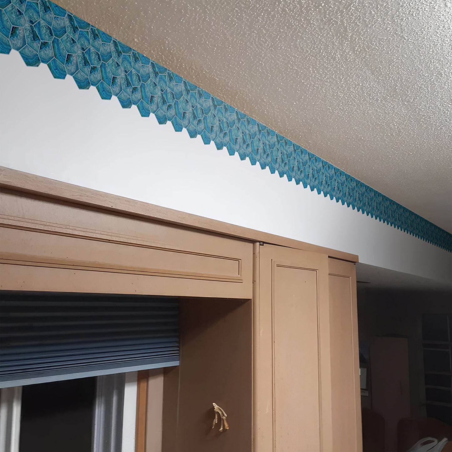 Blue Acrylic Shell Tile Sticker - Durable Surface Decoration Film for Kitchen, Cabinet, Table, Furniture, Wall, Bathroom, Door, Refurbishment