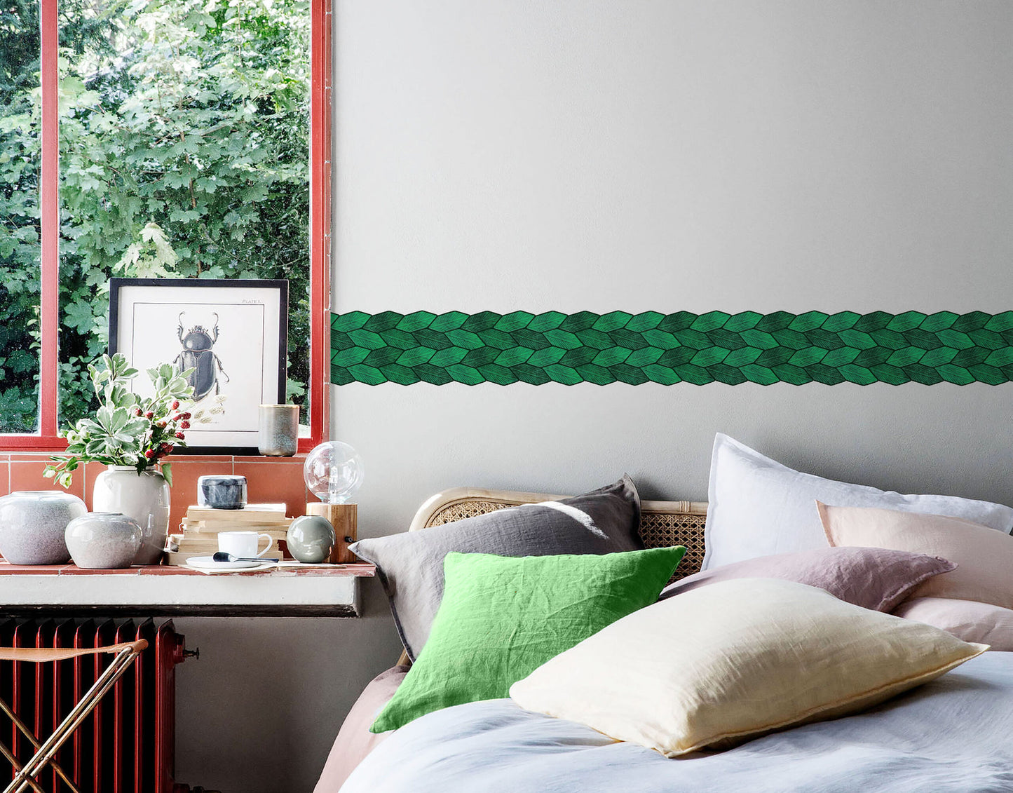 Leafy Emerald Self-Adhesive Tile Sticker Border