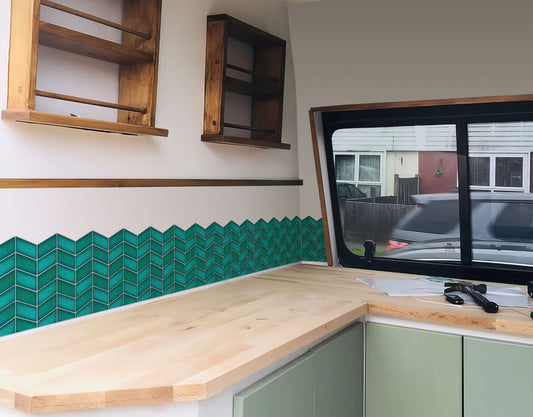 AquaGreen Chevron Tile Sticker