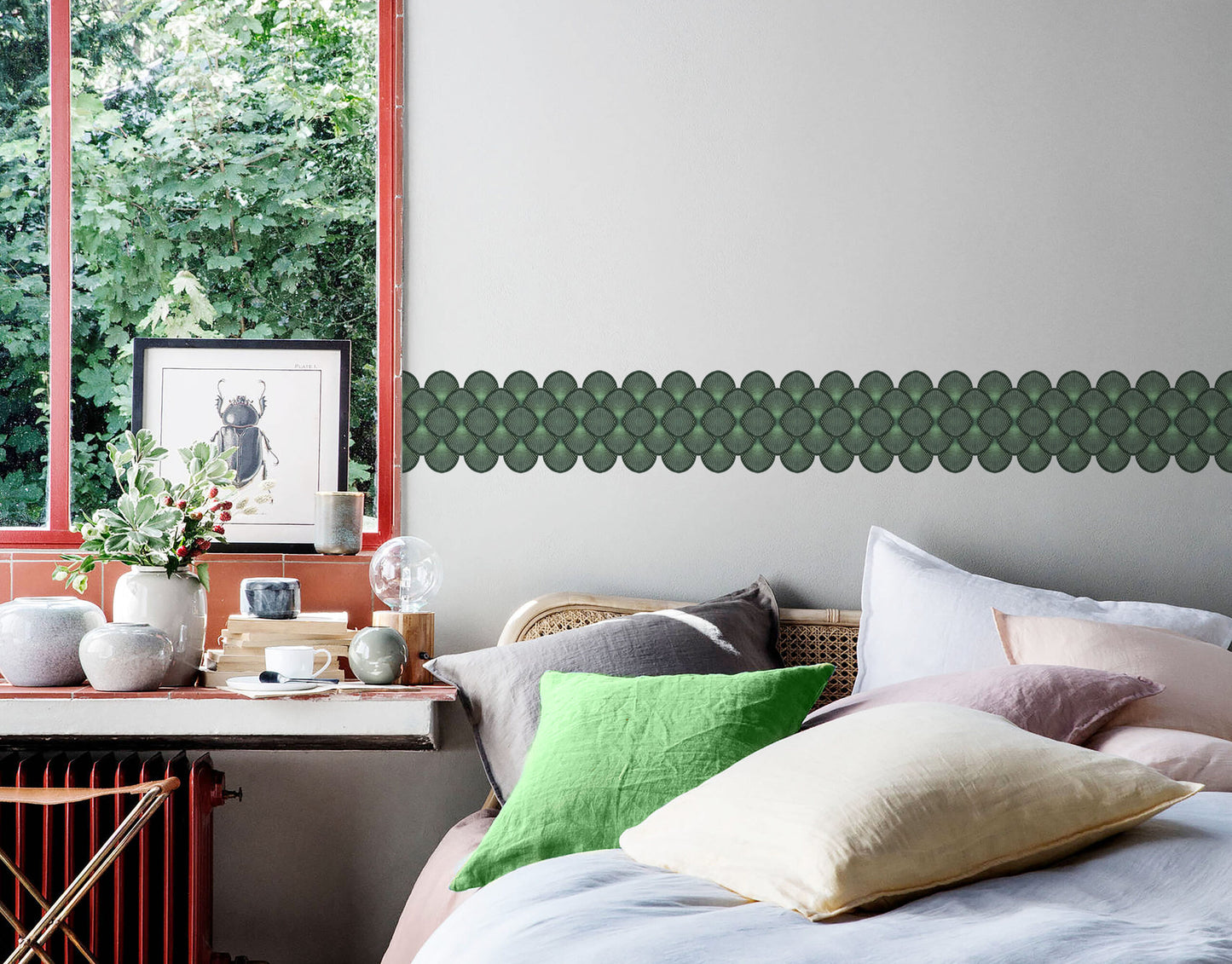 Green Matrix Shell Self-Adhesive Tile Sticker Border