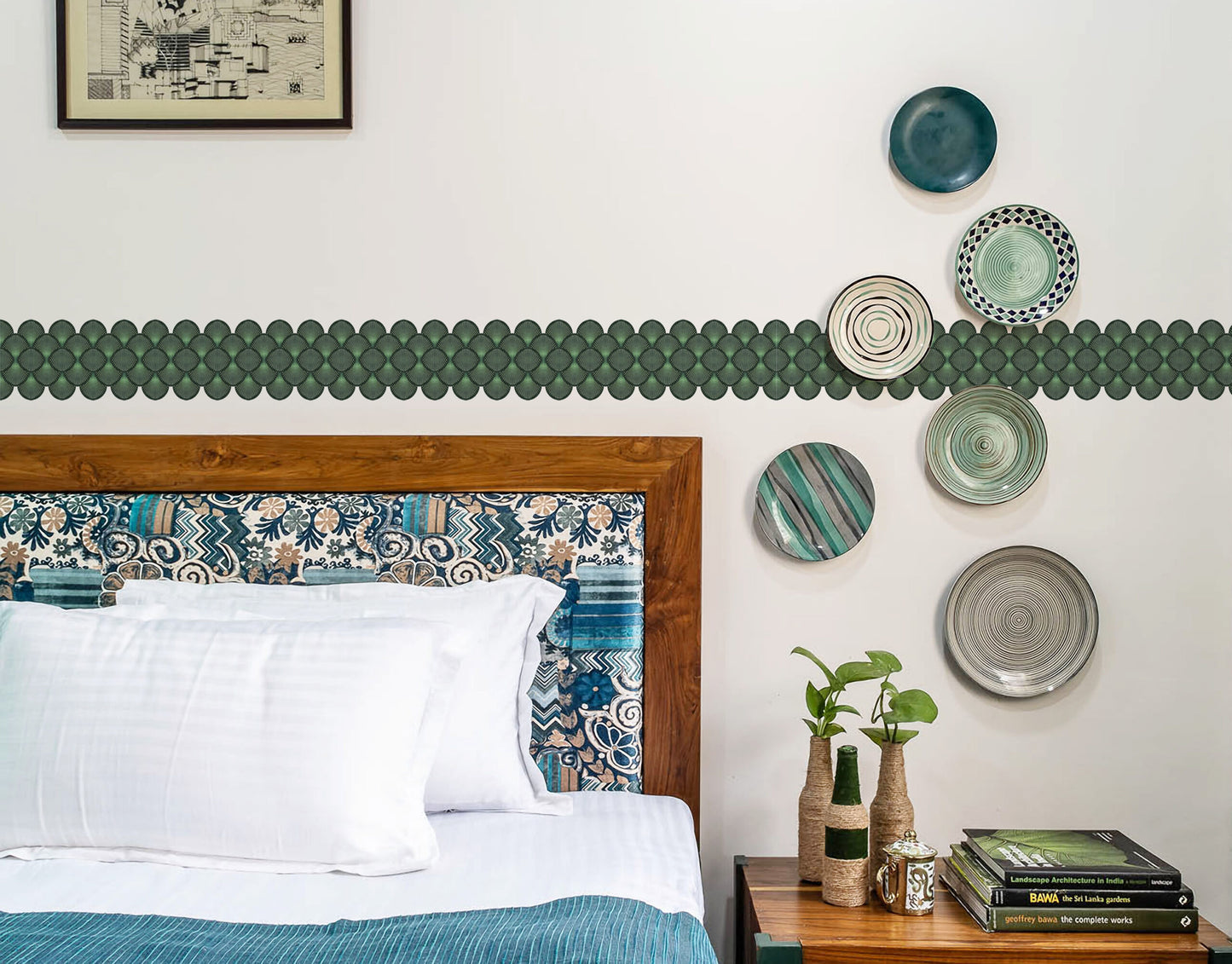 Green Matrix Shell Self-Adhesive Tile Sticker Border