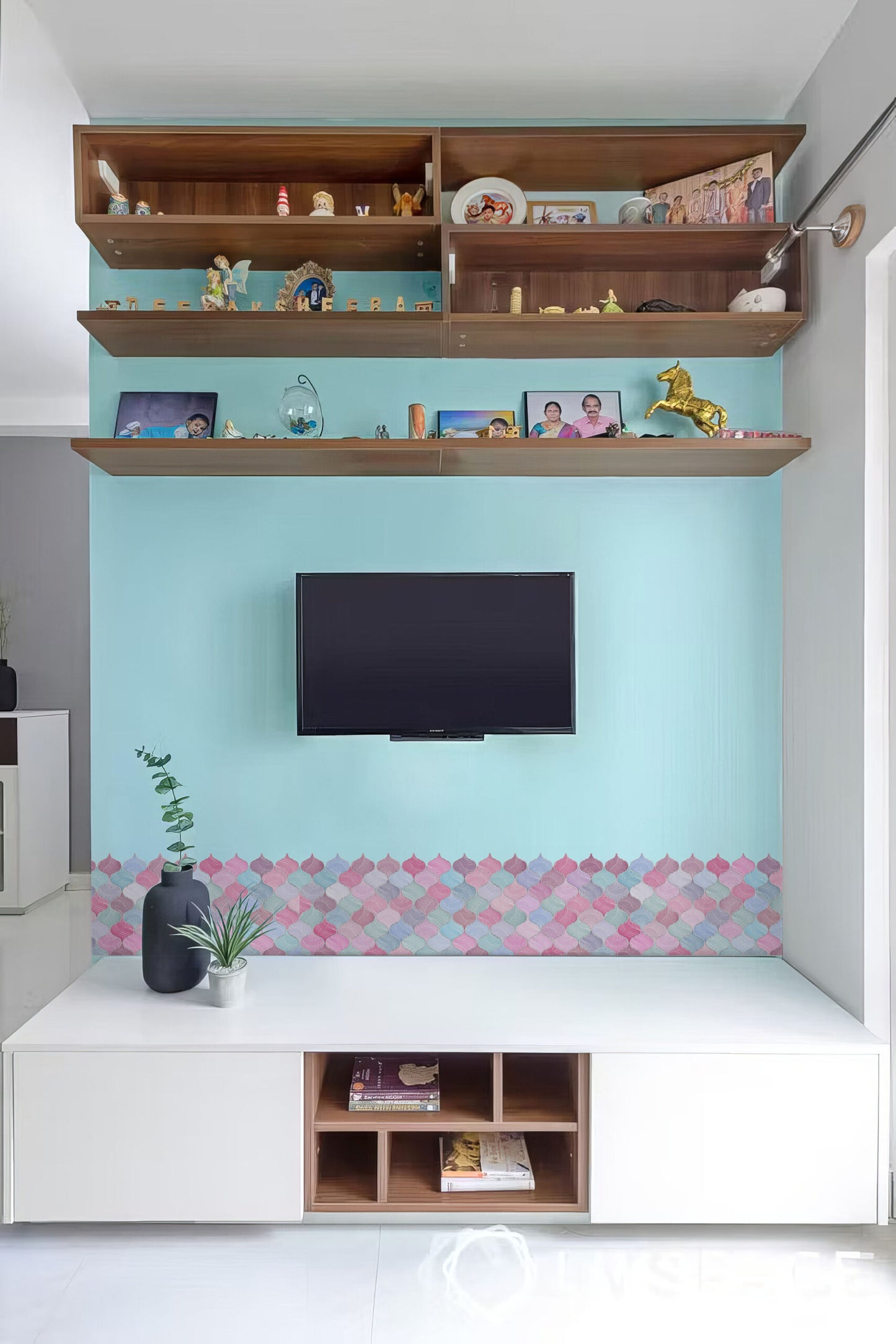 Mosaic Lantern Pink Violet Shades Durable Surface Decoration Film for Kitchen, Cabinet, Table, Furniture, Wall, Bathroom, Door, Refurbishment