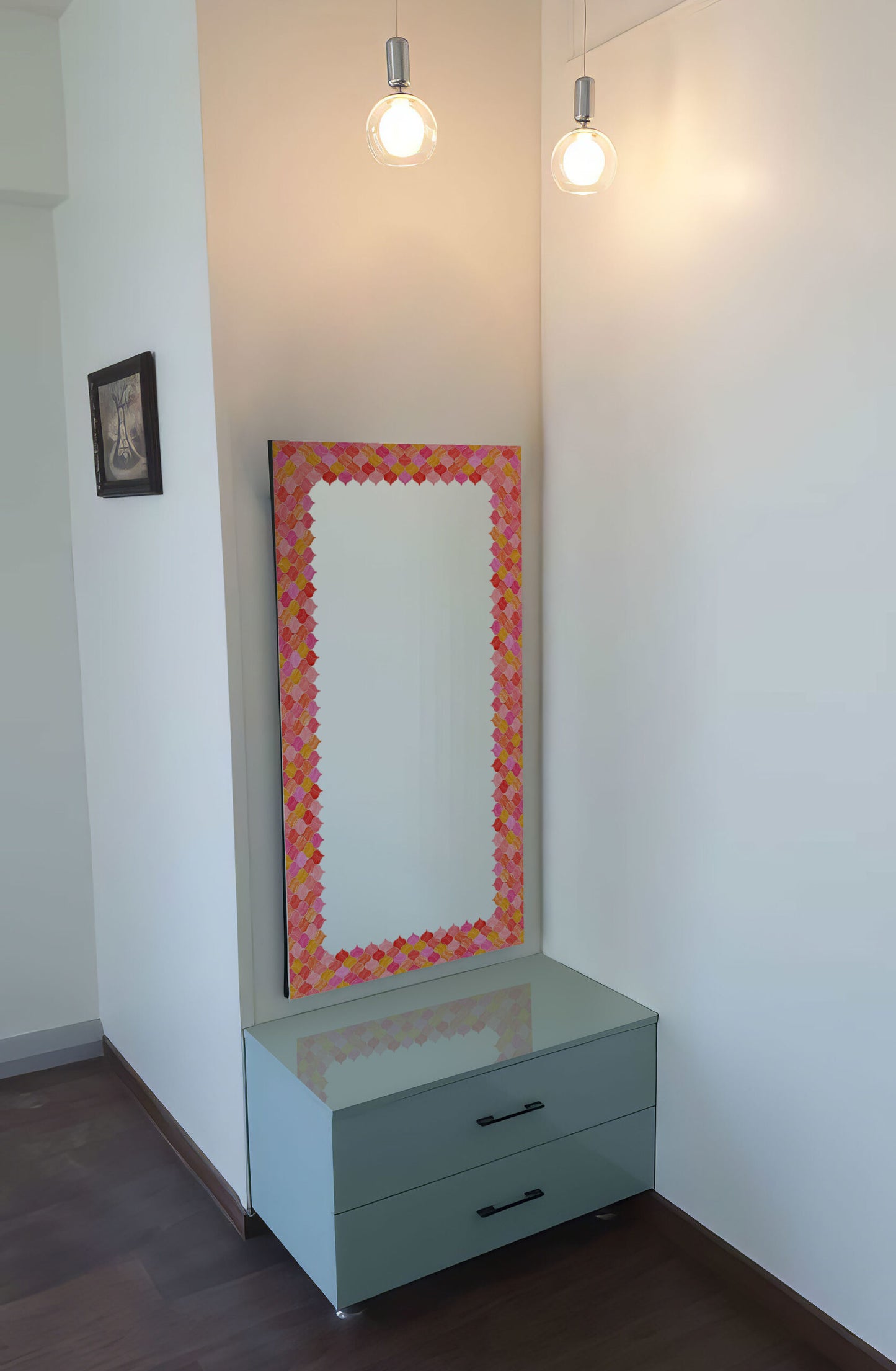Mosaic Lantern Red Orange Shades Durable Surface Decoration Film for Kitchen, Cabinet, Table, Furniture, Wall, Bathroom, Door, Refurbishment