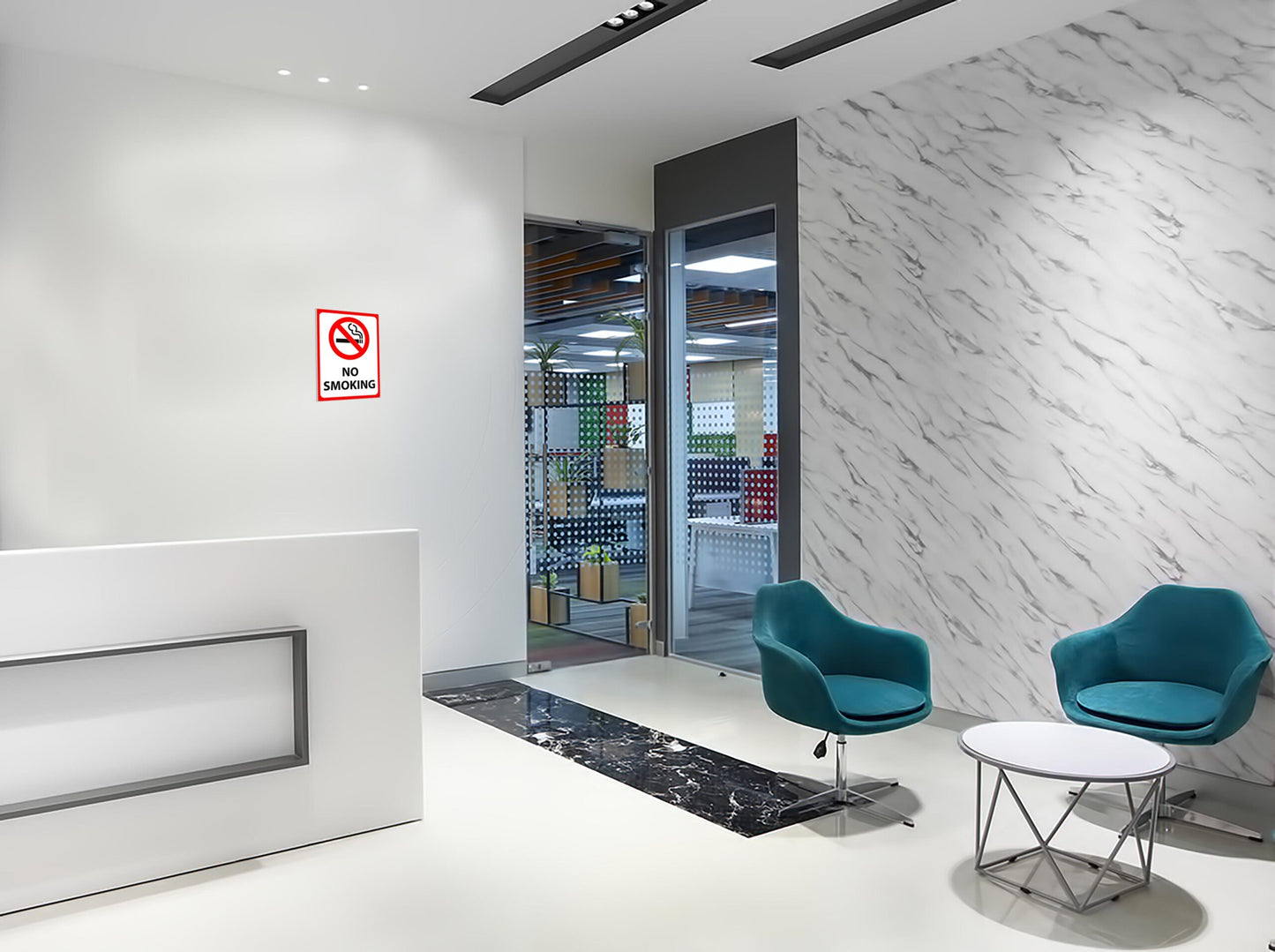 Warning "No Smoking" Sun Sign Board - 10 in x 7 in