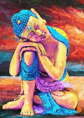 Colorful Polyresin Buddha Idol Painted Art Wall Wall Painting