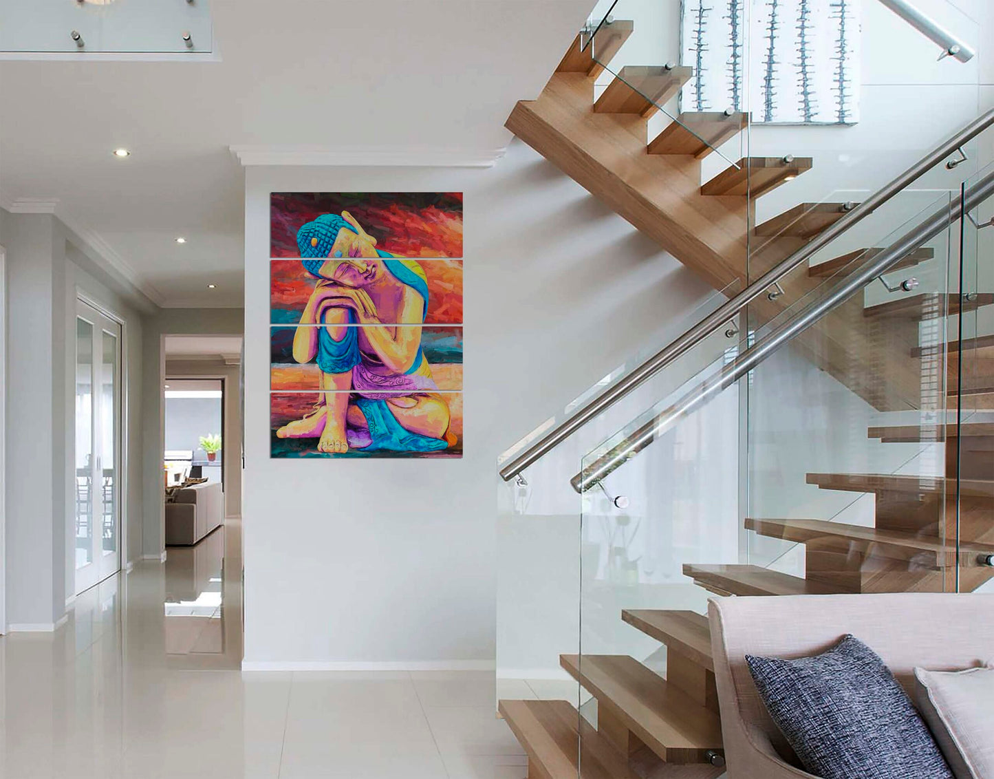 Colorful Polyresin Buddha Idol Painted Art Wall Wall Painting