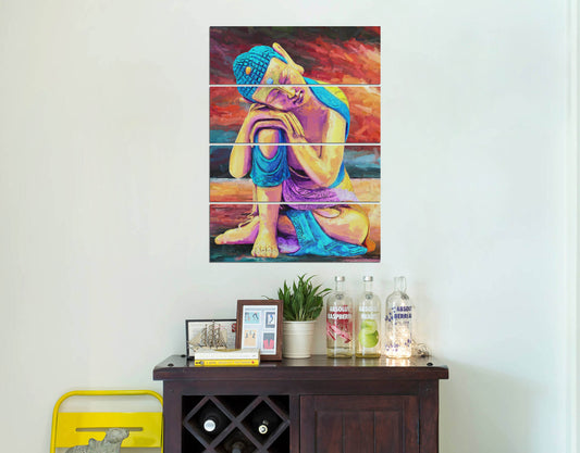 Colorful Polyresin Buddha Idol Painted Art Wall Wall Painting