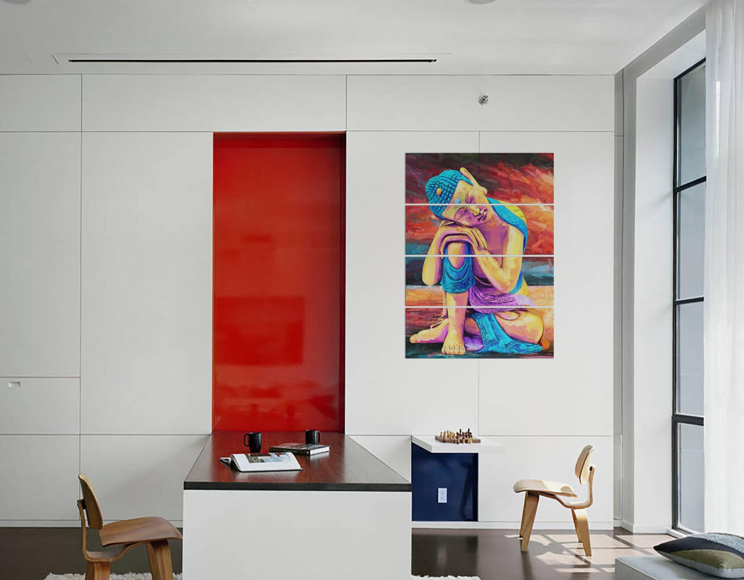 Colorful Polyresin Buddha Idol Painted Art Wall Wall Painting