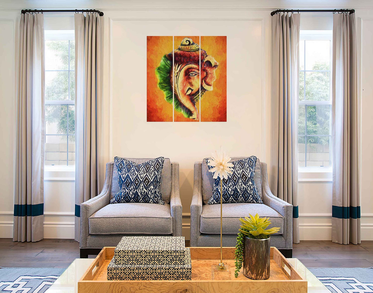 Lord Ganesha Face Paint Art Wall Art Print