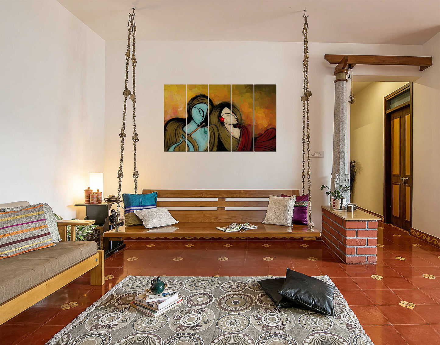 Divine Lord Krishna & Radha Characteristic Painting Wall Wall Painting