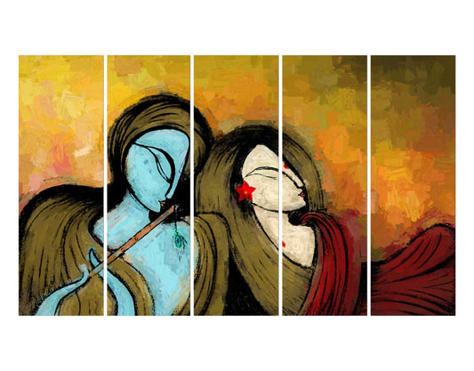 Divine Lord Krishna & Radha Characteristic Painting Wall Wall Painting