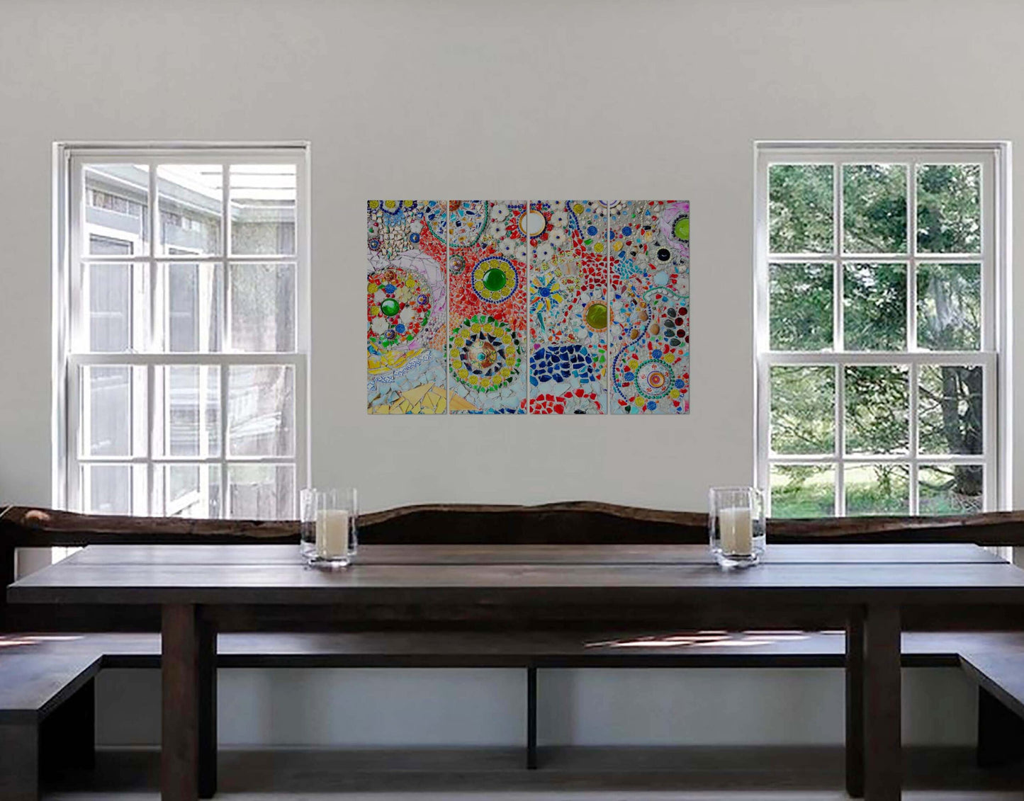 Waste Broken Glass & Ceramic Pieces Colorful Art Wall Digital Print