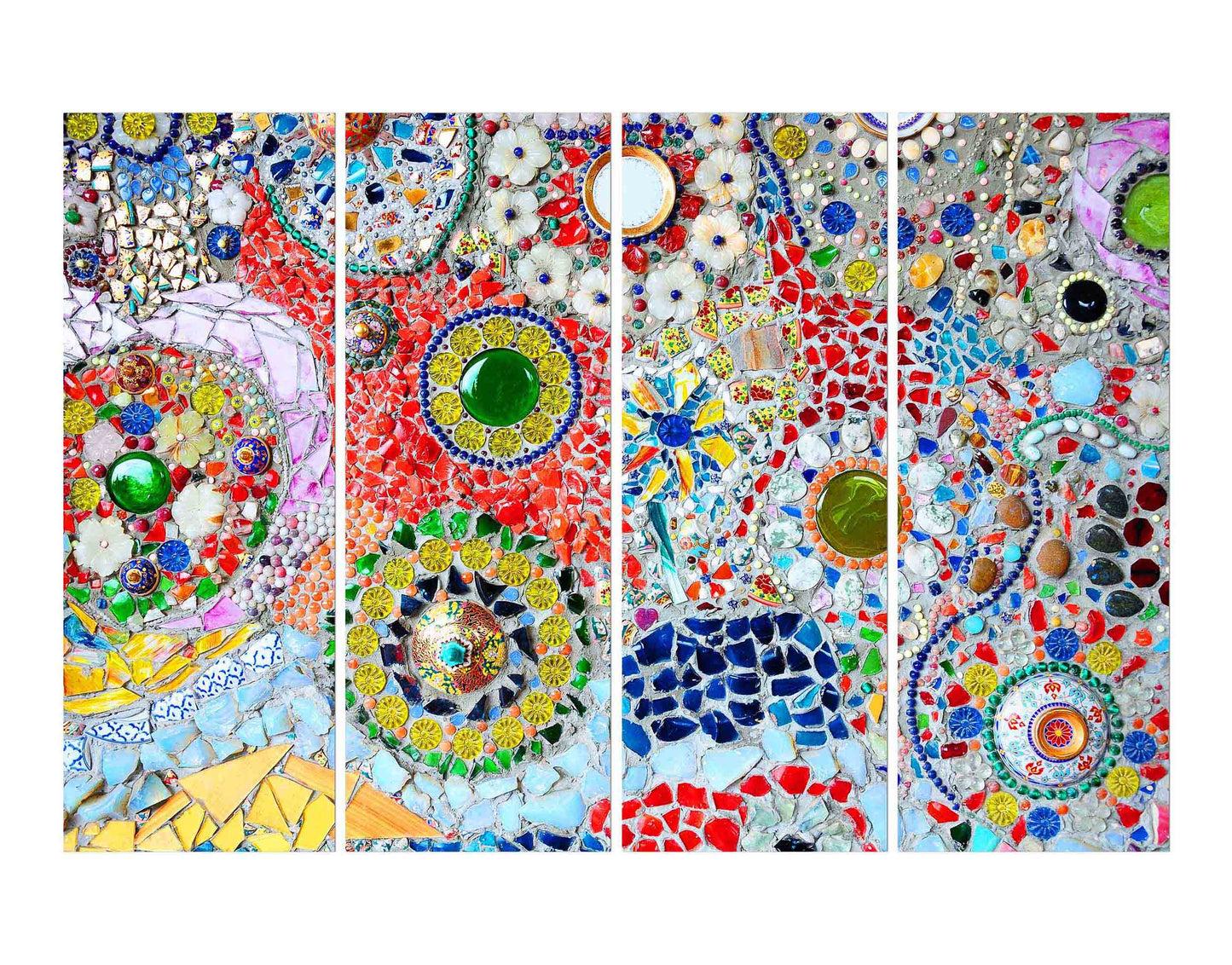 Waste Broken Glass & Ceramic Pieces Colorful Art Wall Digital Print