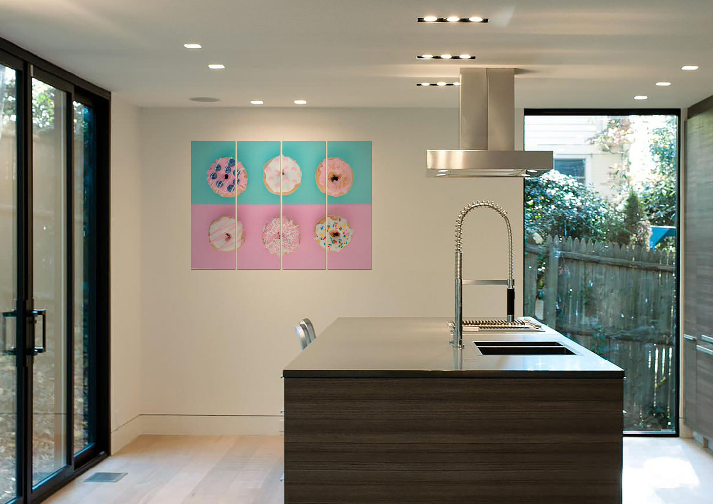 Six Donuts with Pink Blue & White Creamy Spreaded Wall Art Painting