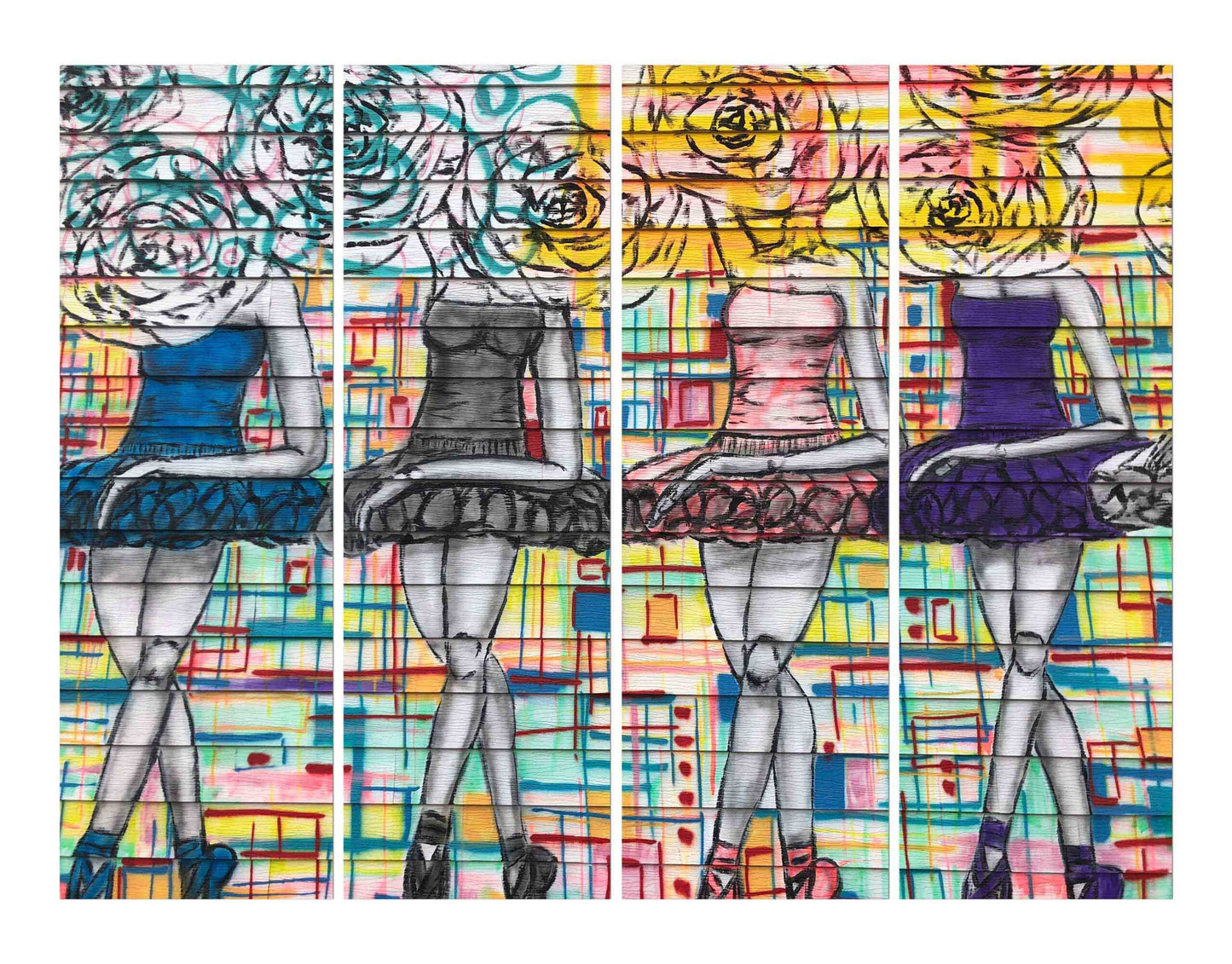 Painted Ladies Graffiti Wall Canvas Print