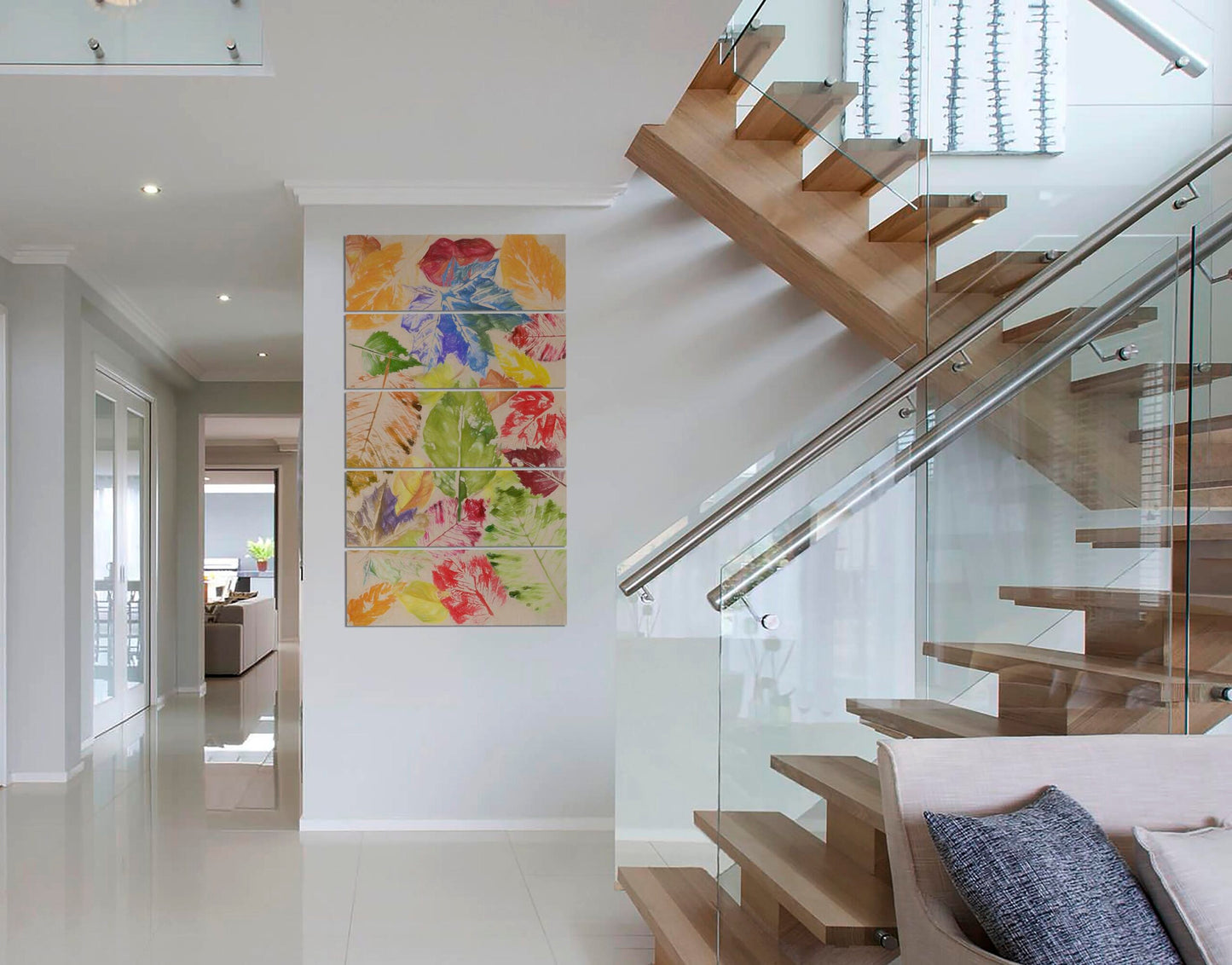 Colorful Leaves Pattern Designed Wall Photo Print