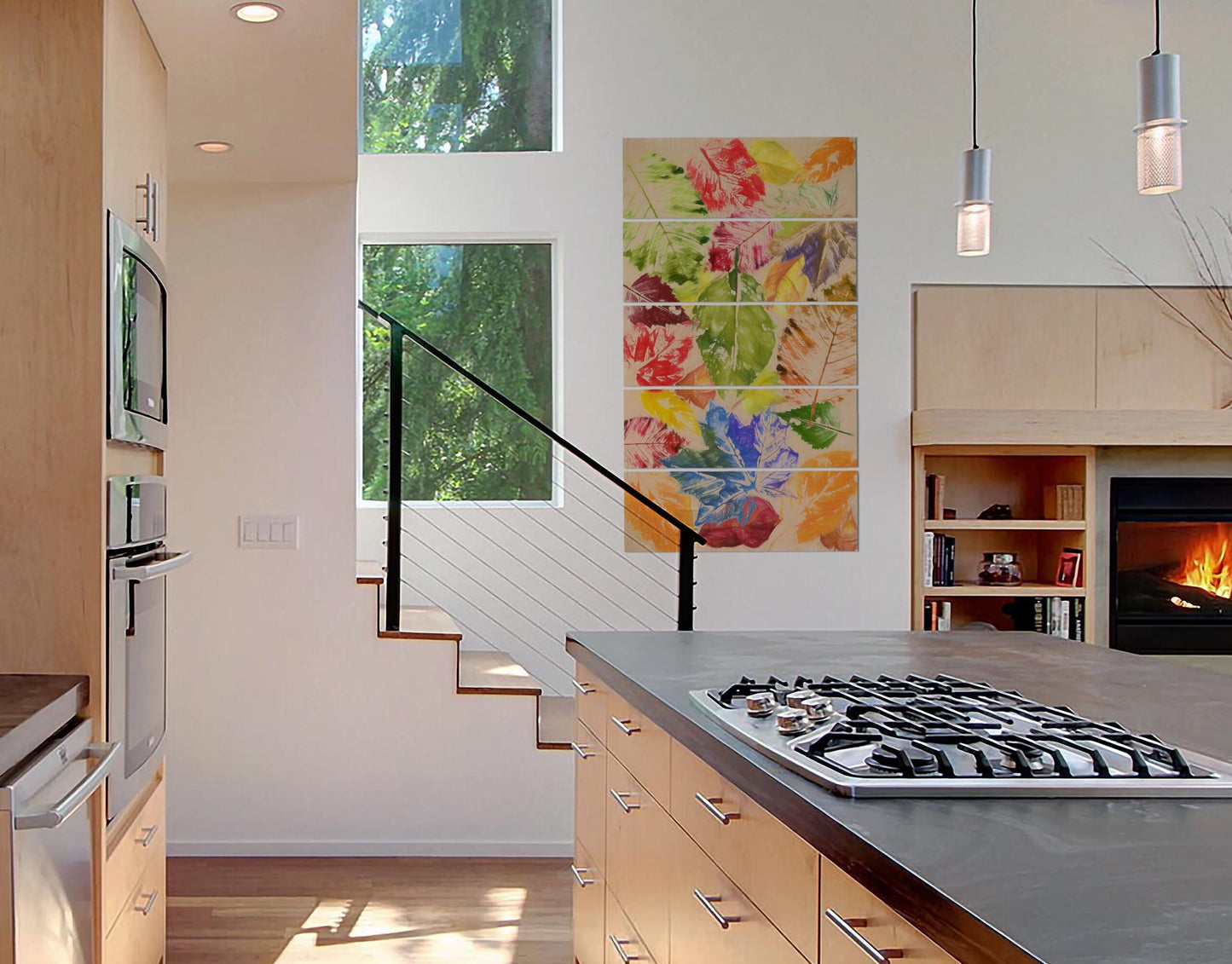 Colorful Leaves Pattern Designed Wall Photo Print