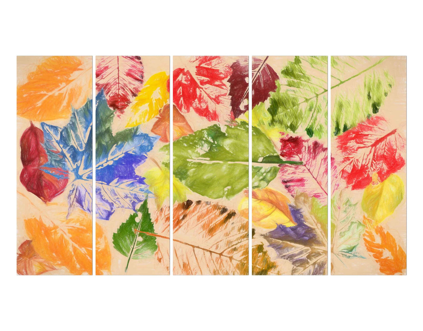 Colorful Leaves Pattern Designed Wall Photo Print