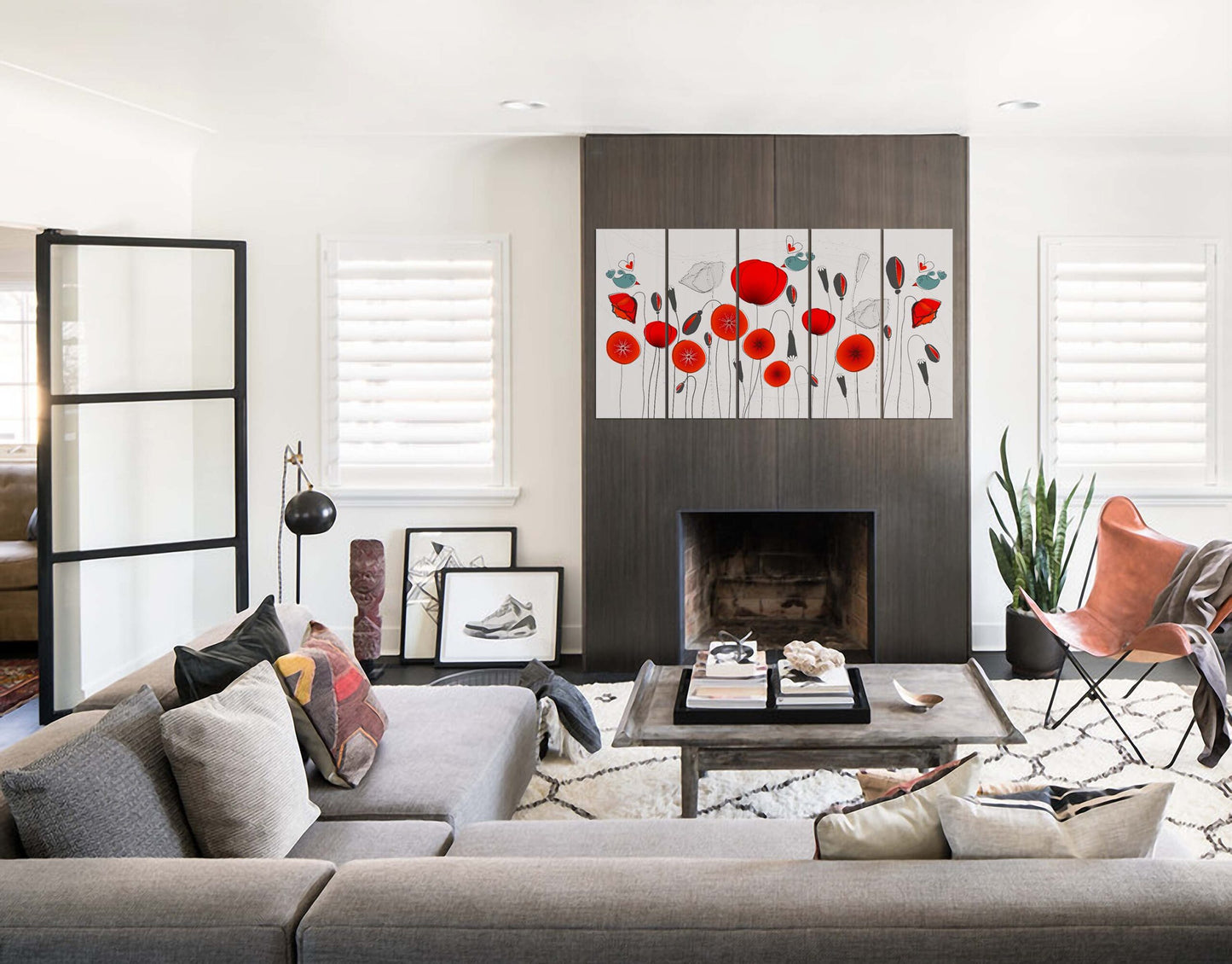 Set of Beautiful Poppies Illustration1 Wall Wall Painting