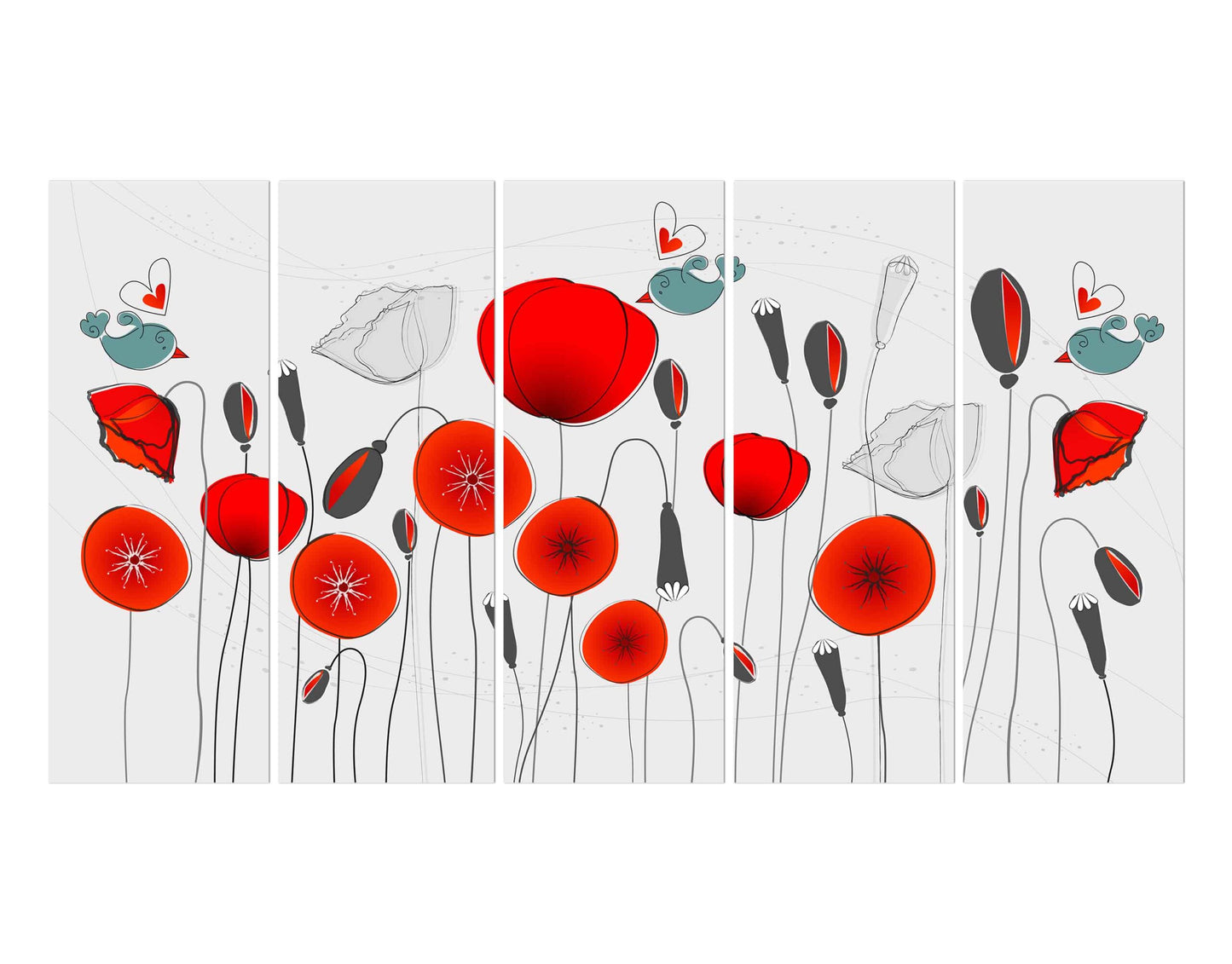 Set of Beautiful Poppies Illustration1 Wall Wall Painting
