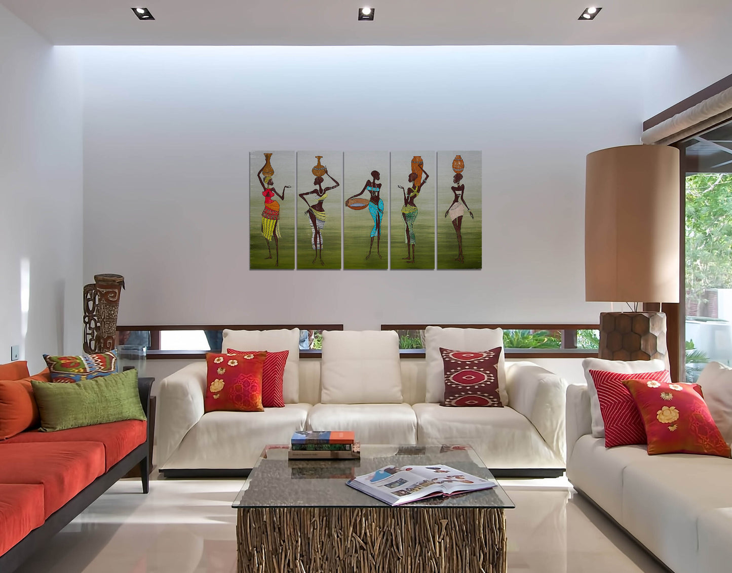 Modern African 5 Girls Painting Art Wall Digital Print