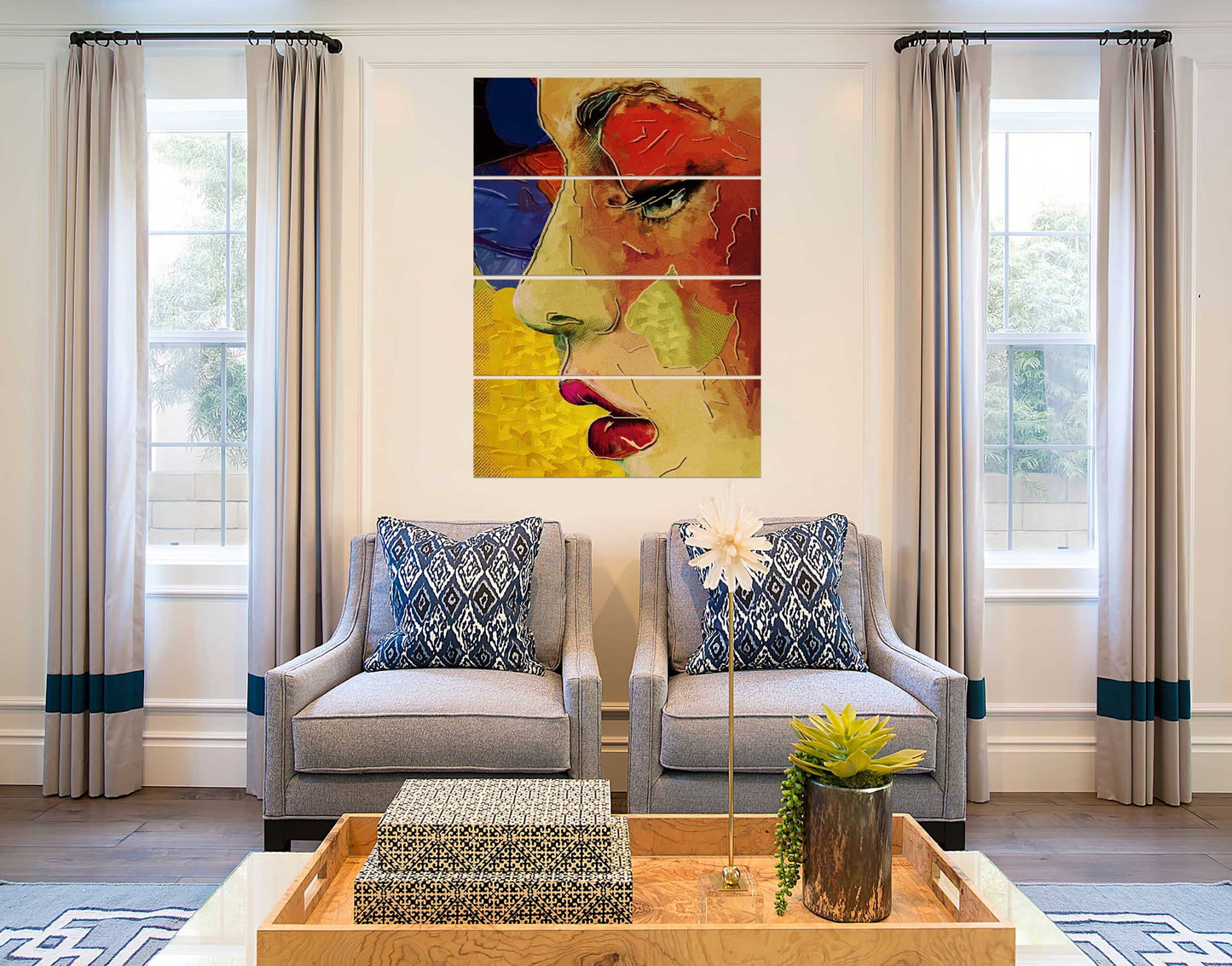 Beautiful Lady Face Colorful Painting Wall Wall Painting