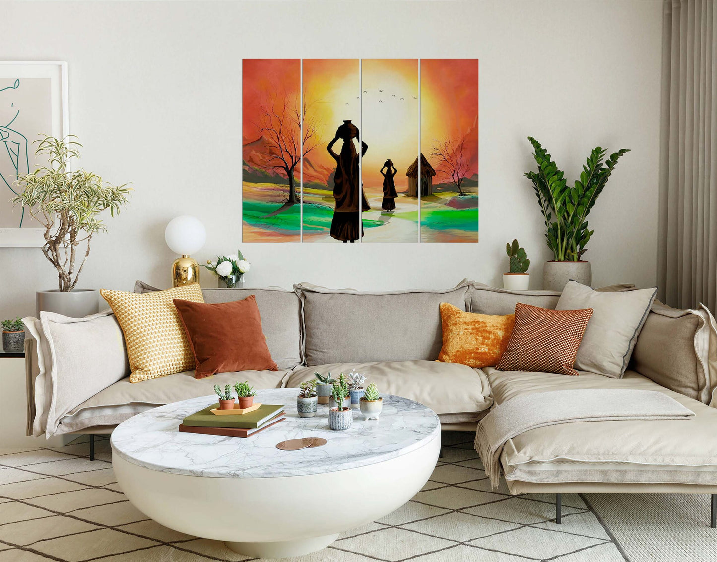 Cultural Women Carrying Water Painting Art Wall Painting