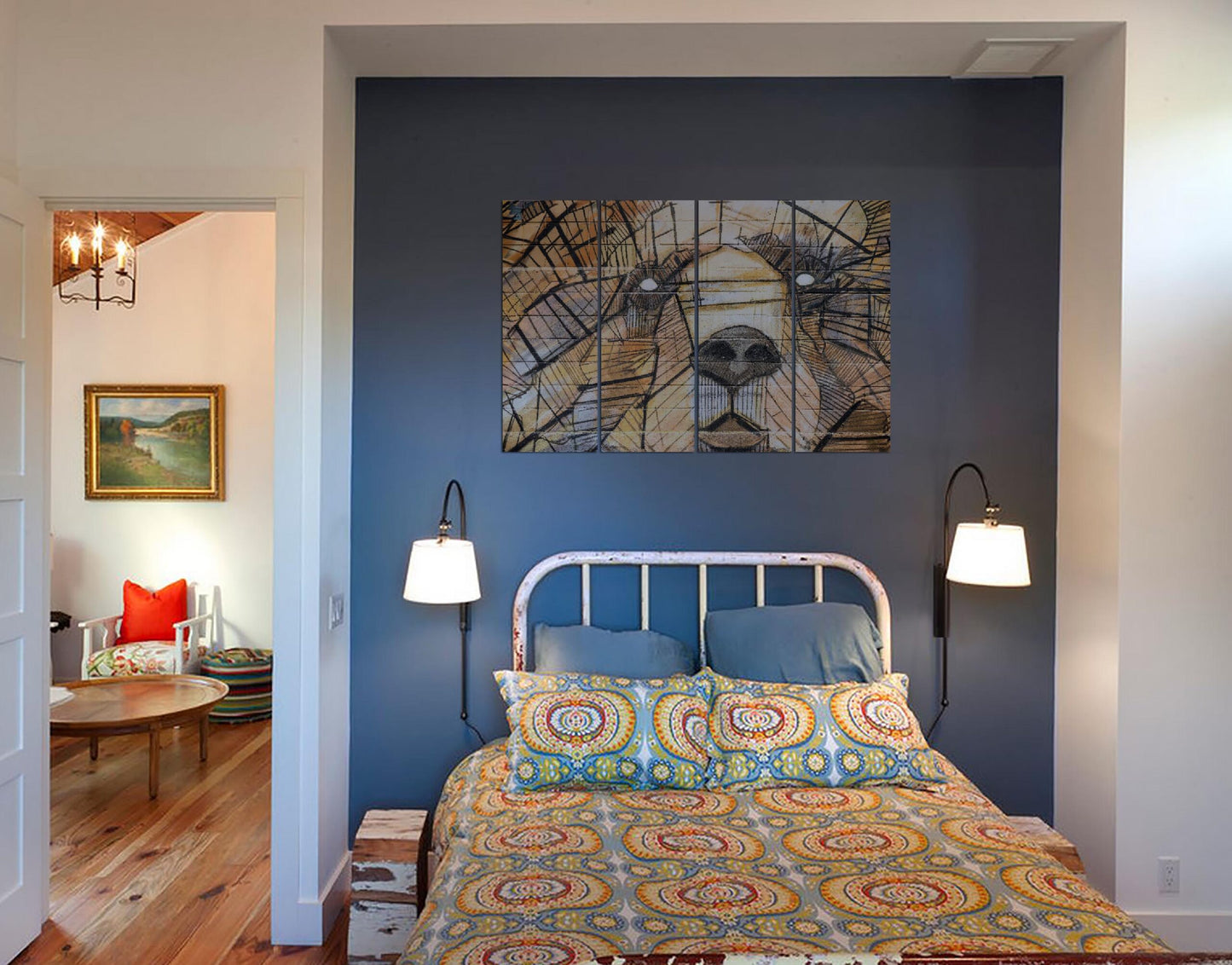 Bear Face Mural Brick Painting Art Graffiti Wall Art Print