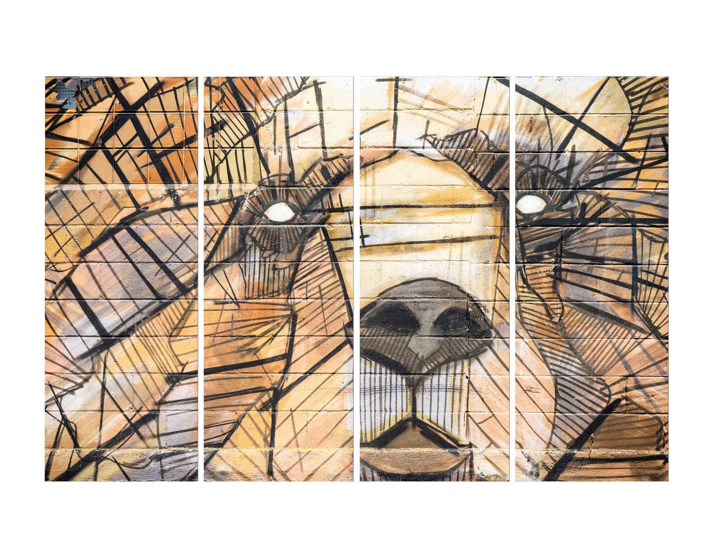 Bear Face Mural Brick Painting Art Graffiti Wall Art Print