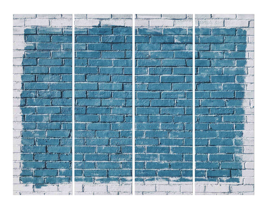 Blue & White Brick Surface Painting Wall Digital Print