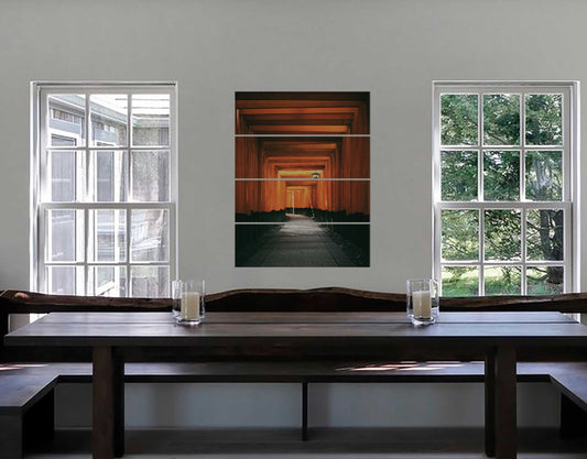 Close Up Photography of Empty Brown & Black Tunnel Wall Art Painting