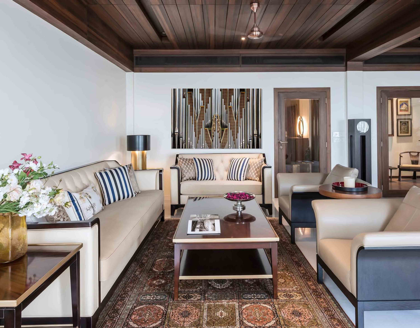 Impressive Silver Pipe Organ Wall Art Print