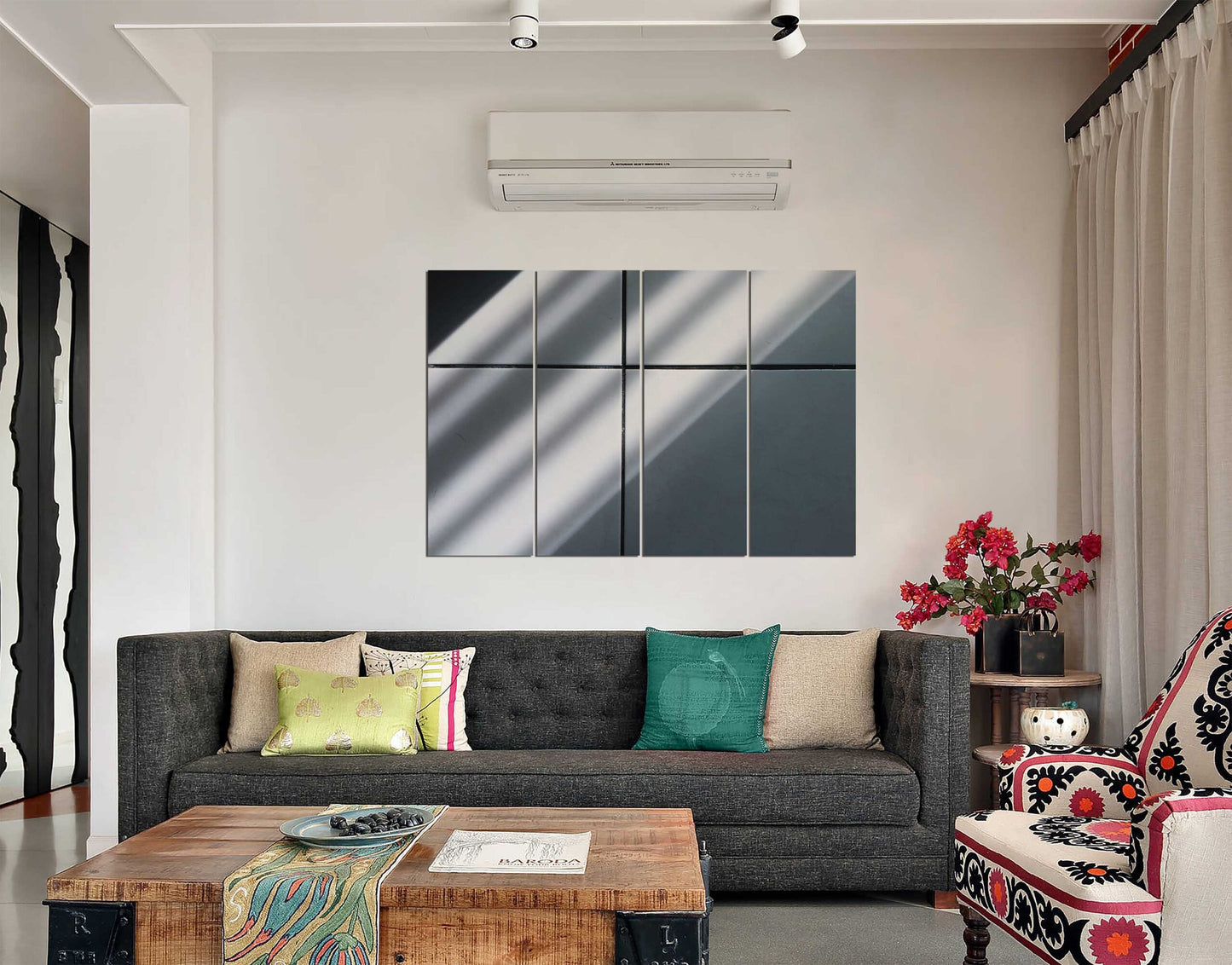 Spotlight Shadow Concepts on Tiles Wall Canvas Print
