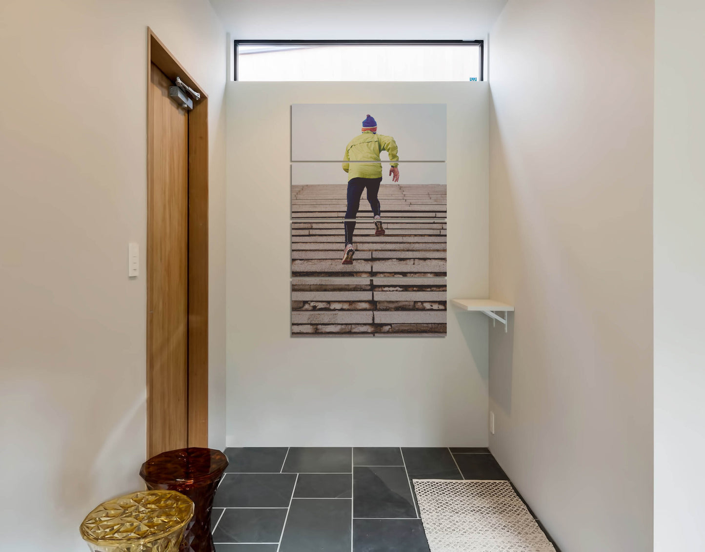 Man Stair Climbing Or Running Wall Digital Print