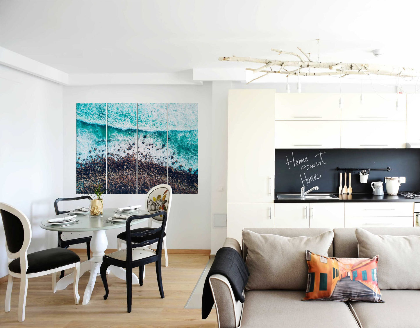 Ocean Water Waves Splashes & Foam Wall Canvas Print