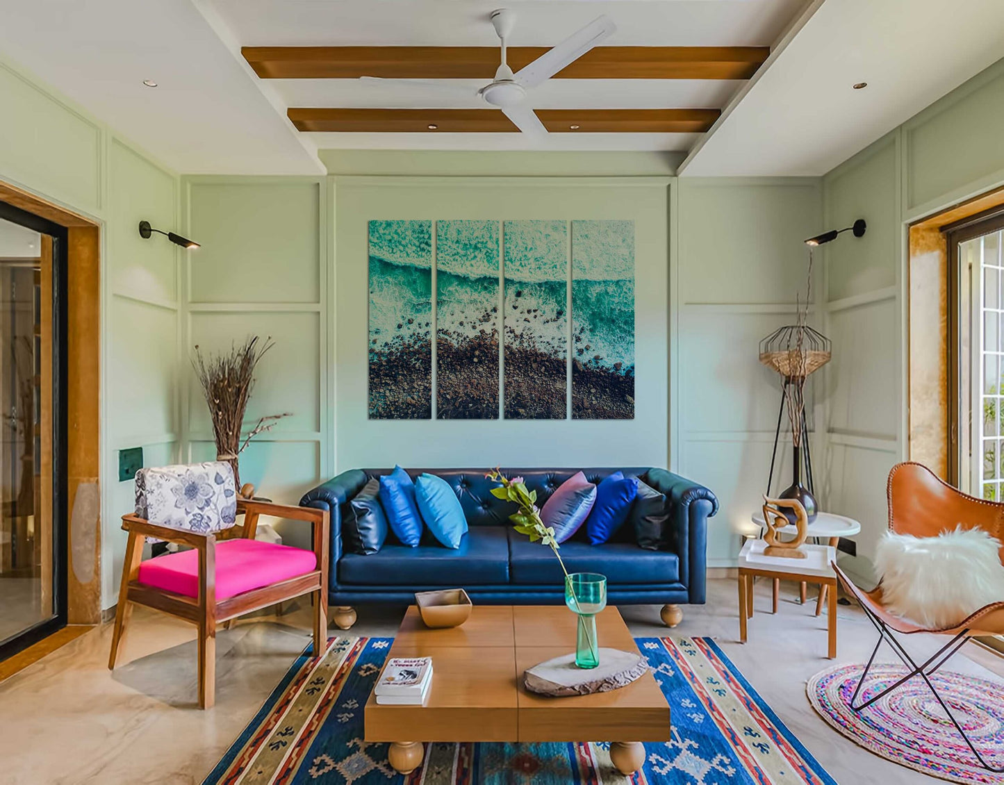 Ocean Water Waves Splashes & Foam Wall Canvas Print